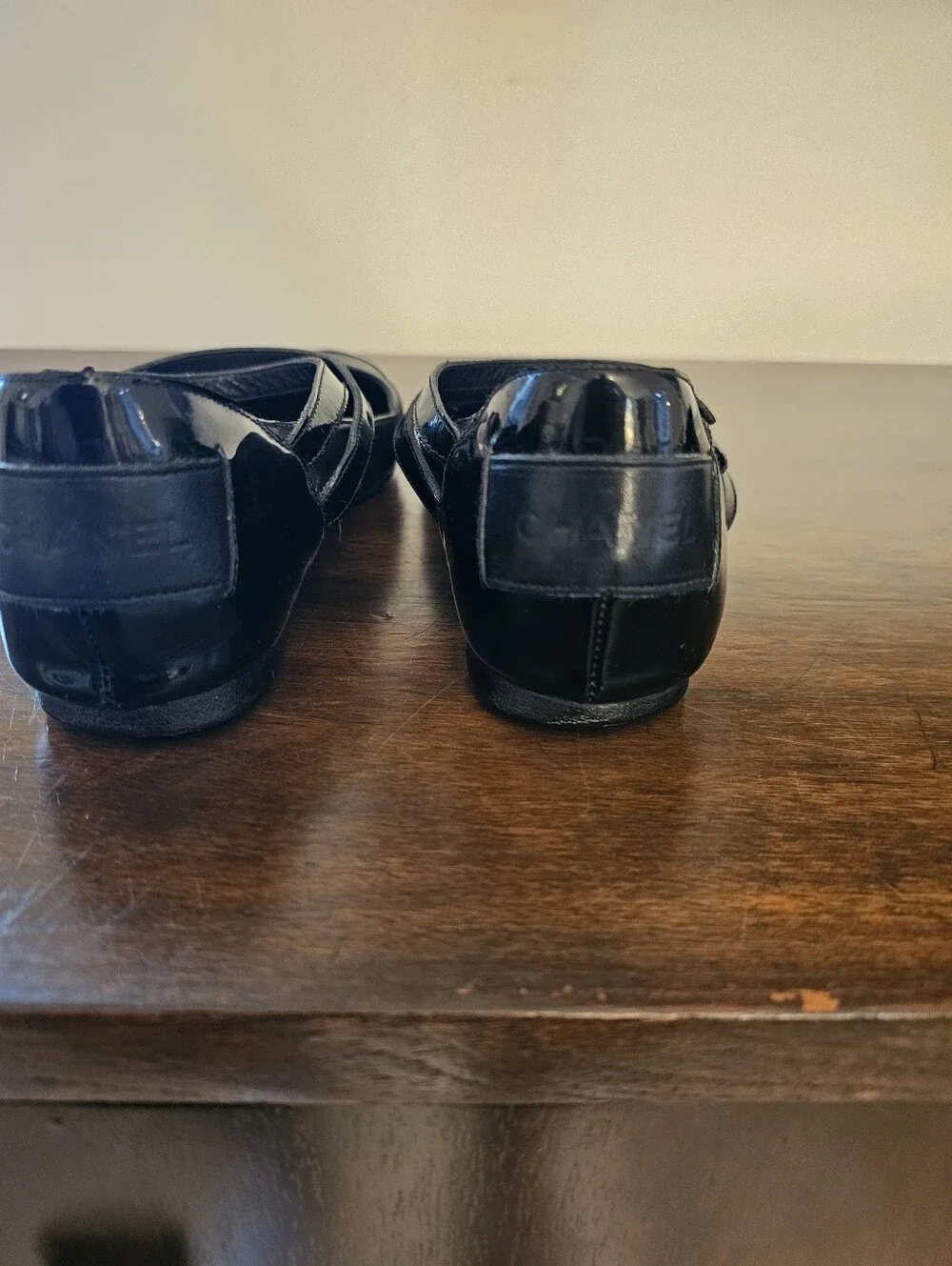 CHANEL Black Leather & Patent Mary Jane Ballet Flats – Size 36.5 / US 6.5 – Made